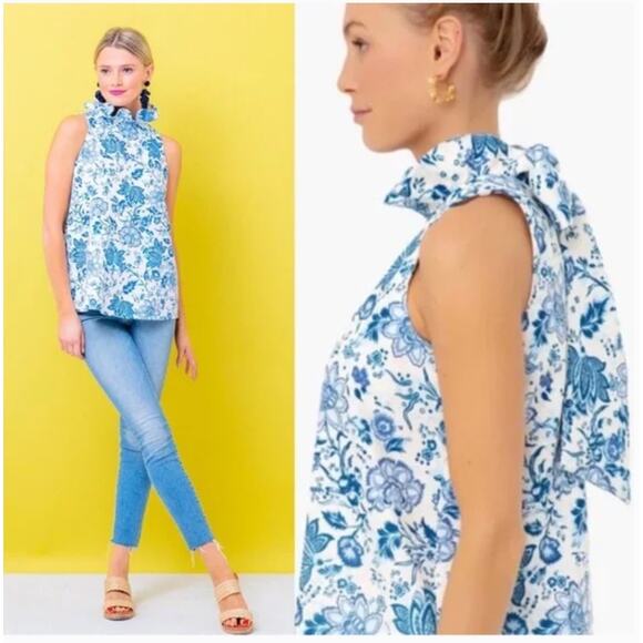 Tuckernuck Tops - Tuckernuck Blue and White Floral Blouse